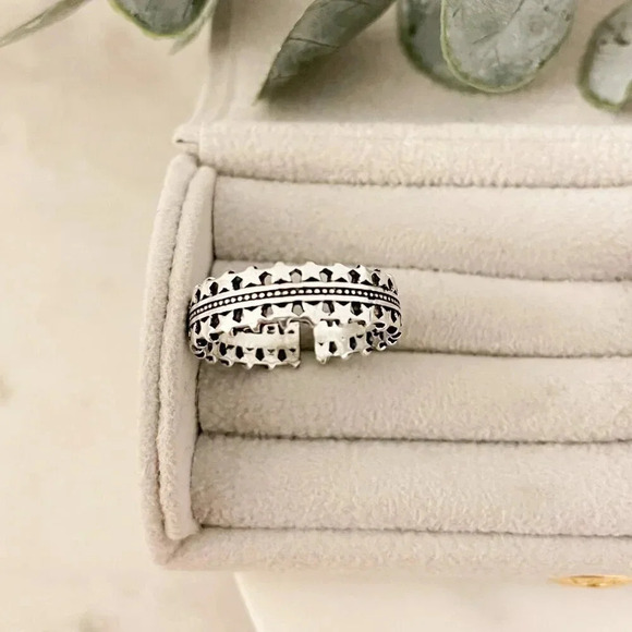 925 Sterling Silver Star Ring Band Minimalist Boho Ring Stackable Ring - Picture 3 of 5